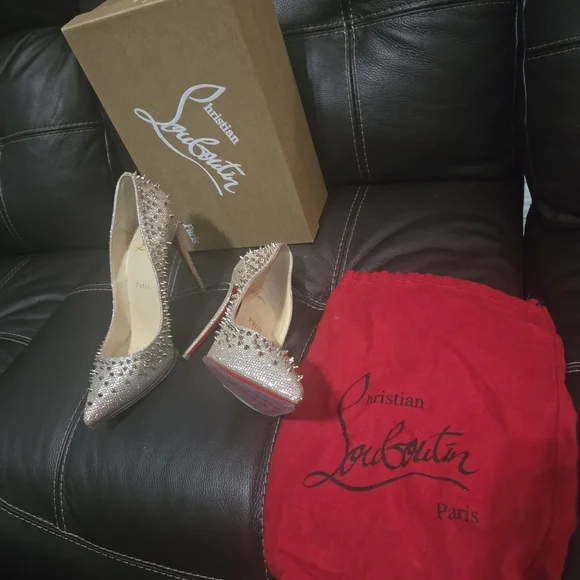 Christian Louboutin Blush Crystal & Spike Pointed-Toe Pumps - Picture 4 of 7